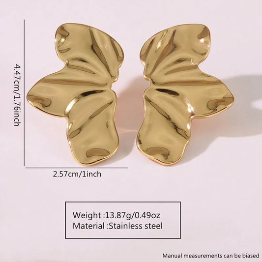 Sweet Flower Petal Flowers 18kt Gold Electroplating Ear Studs