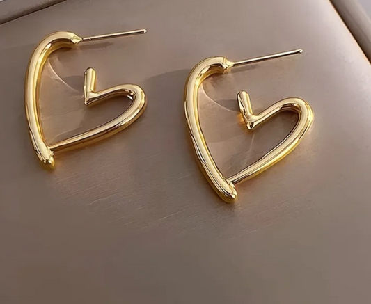 Irregular Heart Shape 18kt Gold Plated Earrings