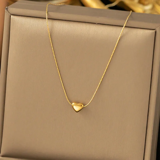 French Style Heart Shape18K Gold Plated Chain Necklace