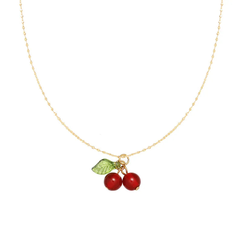 Retro Cherry 18K Gold Plated Necklace