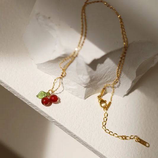 Retro Cherry 18K Gold Plated Necklace