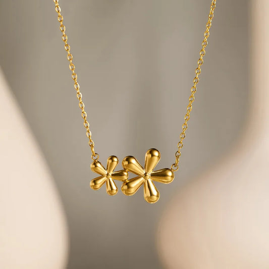Elegant Gold Plated Flower Necklace | Ion Plated Stainless Steel