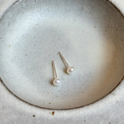 Freshwater Pearl Sterling Silver Geometric Ear Studs