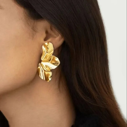 Sweet Flower Petal Flowers 18kt Gold Electroplating Ear Studs
