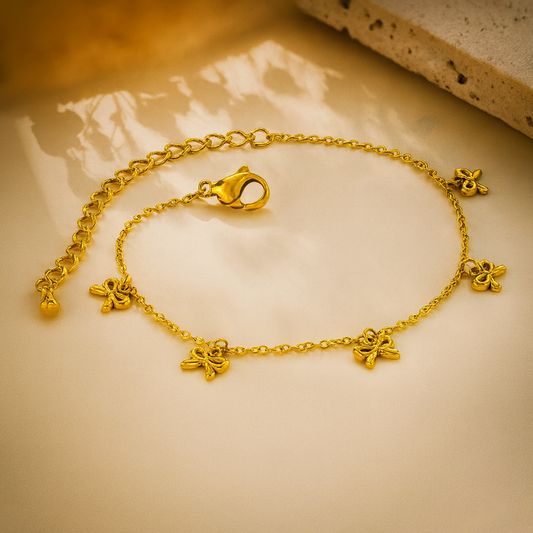 Sweet Bow Knot 18K Gold Plated Stainless Steel Bracelet Chain