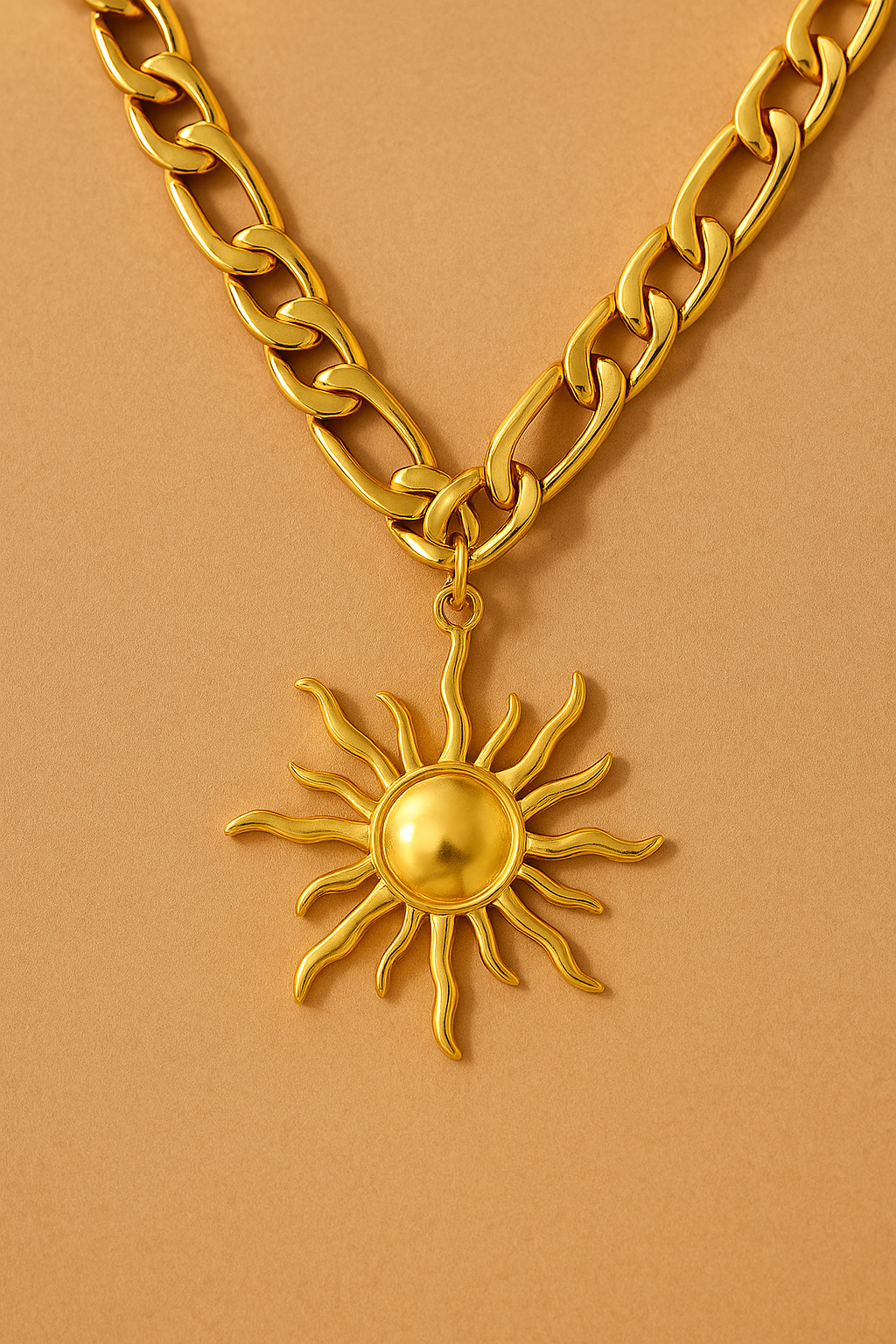 Elegant Sunflower Pendant Necklace – 18K Gold Plated, 304 Stainless Steel, Anti-Tarnish Jewelry