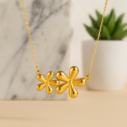 Elegant Gold Plated Flower Necklace | Ion Plated Stainless Steel