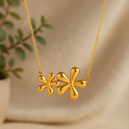 Elegant Gold Plated Flower Necklace | Ion Plated Stainless Steel