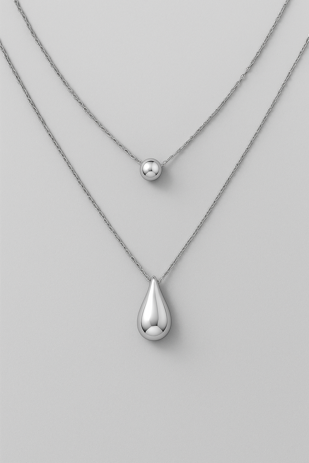 Classic Style Water Droplets 18KT Gold Plated Double Layer Necklaces
