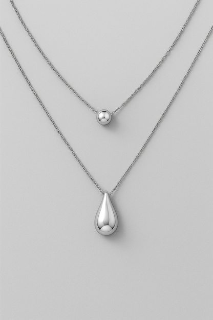 Classic Style Water Droplets 18KT Gold Plated Double Layer Necklaces