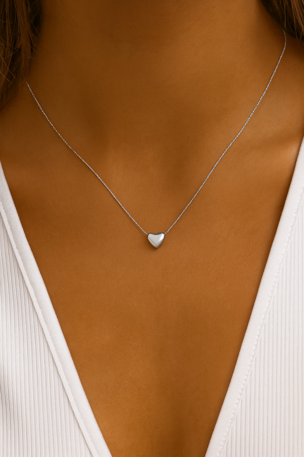 French Style Heart Shape18K Gold Plated Chain Necklace