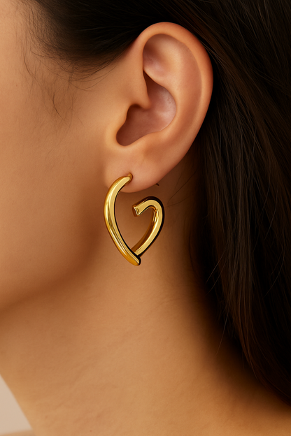 Irregular Heart Shape 18kt Gold Plated Earrings