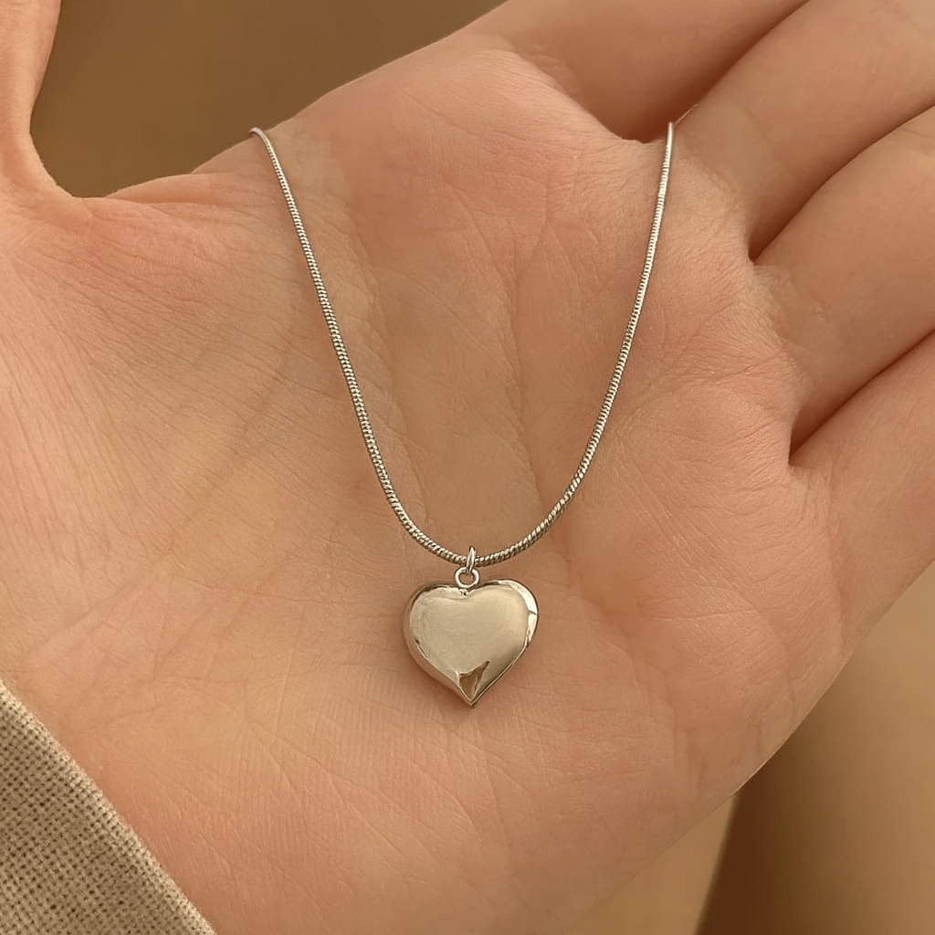 Stainless Steel Heart Shaped Pendant Necklace