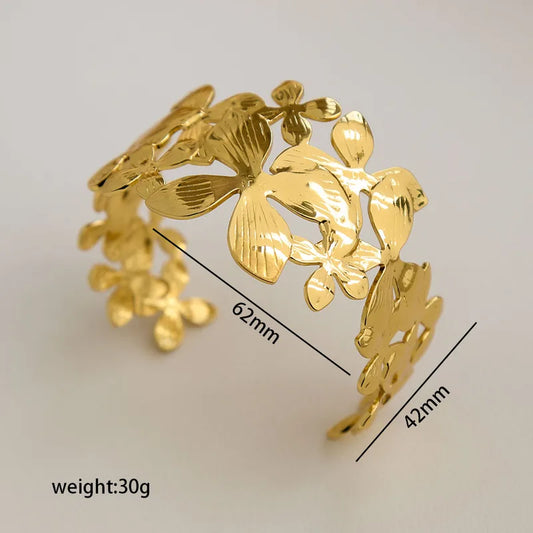 Oversized Flower Anti Tarnish 18K Gold Plated Cuff Bracelet