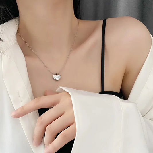 Stainless Steel Heart Shaped Pendant Necklace