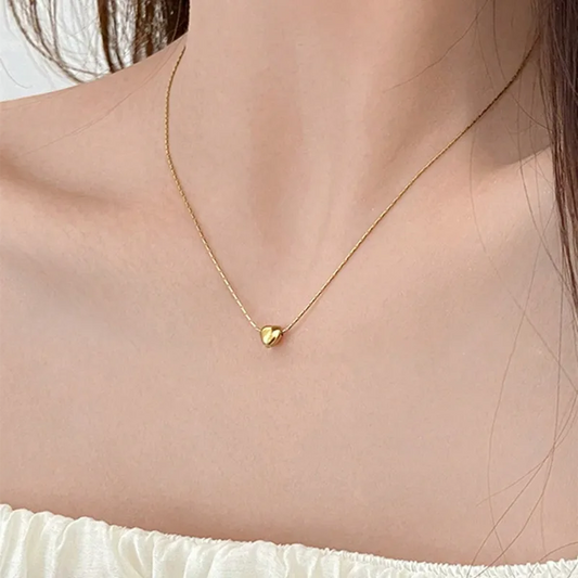French Style Heart Shape18K Gold Plated Chain Necklace