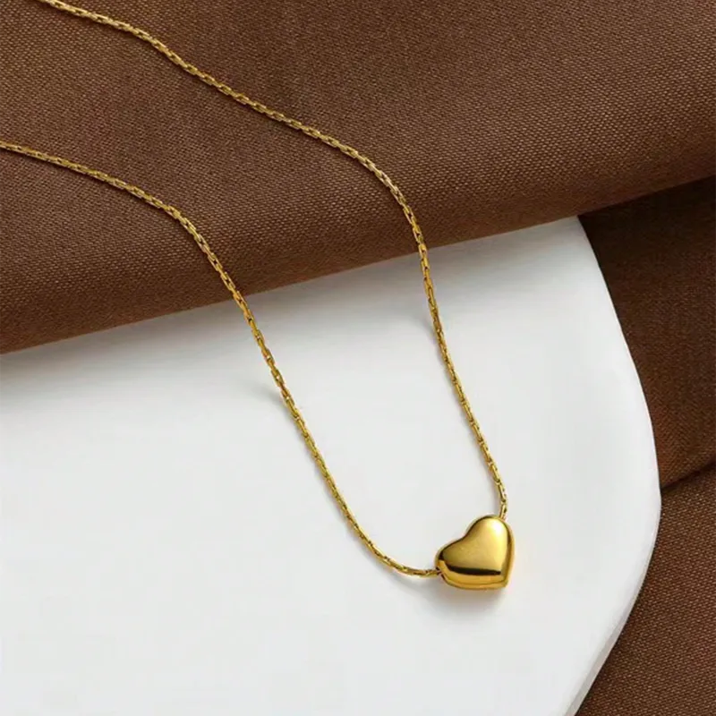 French Style Heart Shape18K Gold Plated Chain Necklace