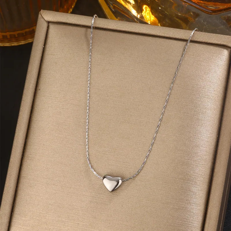 French Style Heart Shape18K Gold Plated Chain Necklace