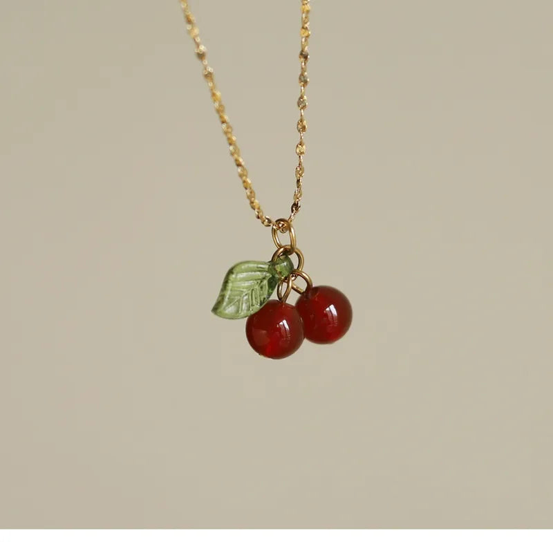 Retro Cherry 18K Gold Plated Necklace