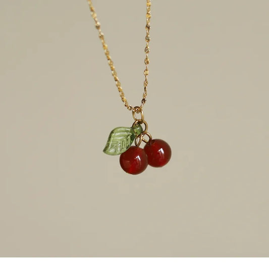 Retro Cherry 18K Gold Plated Necklace