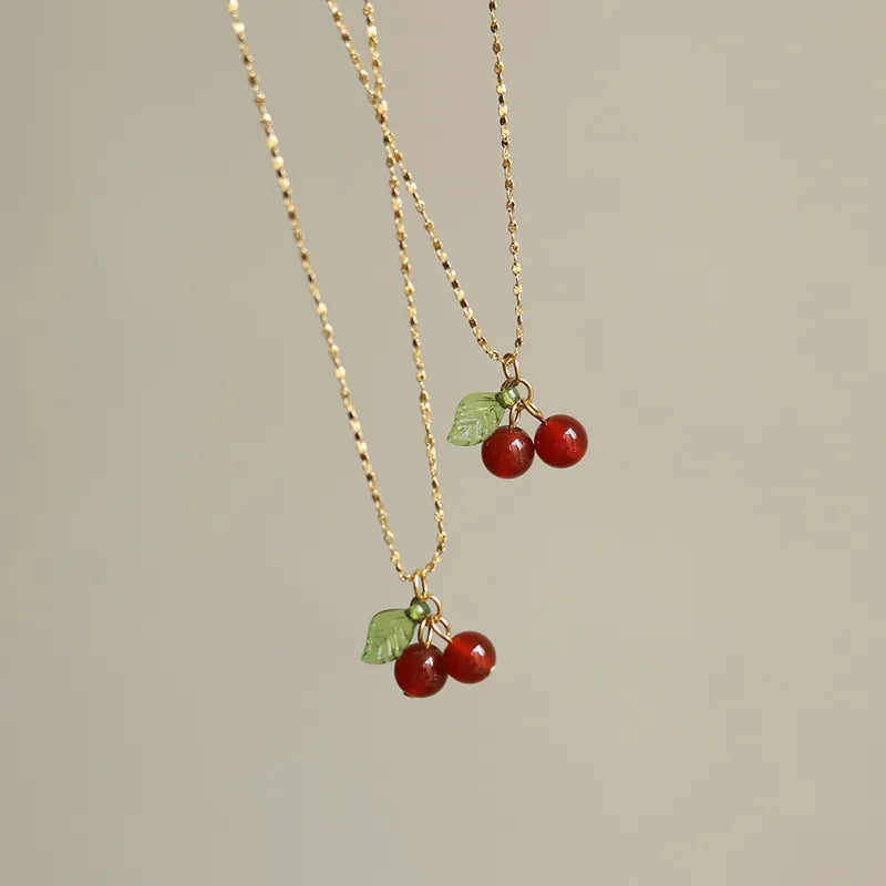 Retro Cherry 18K Gold Plated Necklace