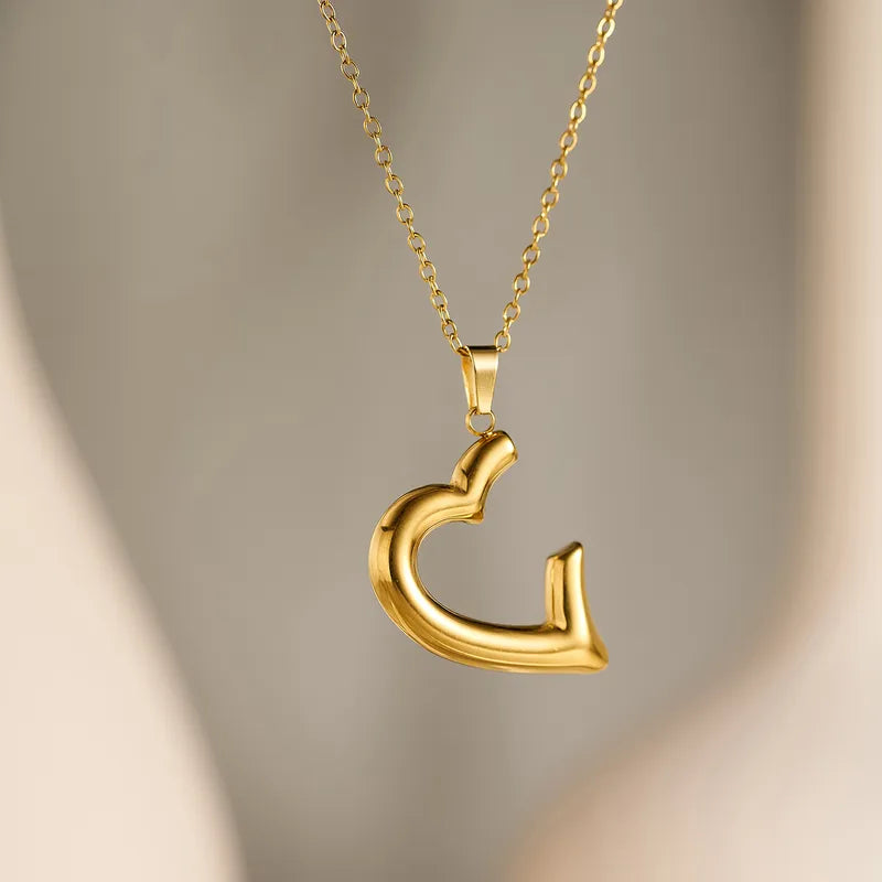 Irregular Heart Shape 18kt Gold Plated Cable Chain Pendant Necklace